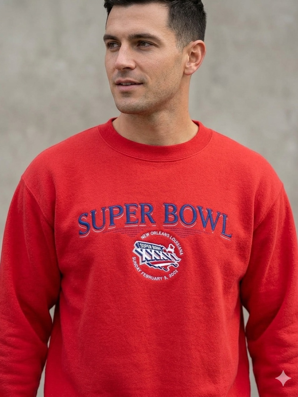 Lee Sport 2002 Super Bowl XXXVI Rams Vs. Patriots Sweatshirt Red Size M